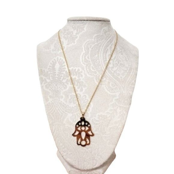 Jewelry - Hamsa Hand Necklace gold Tone